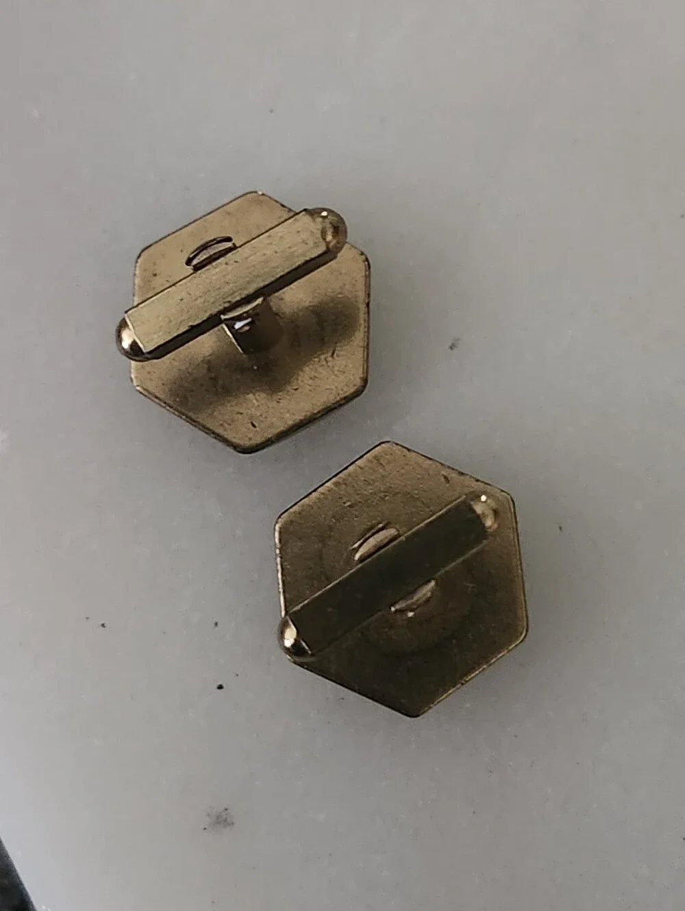 Vintage Gold Tone Black Onyx Hex Cufflinks
